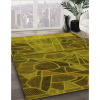 Patterned Dark Bronze Brown Rug, pat3423yw