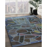 Patterned Gunmetal Green Novelty Rug, pat3423