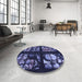 Round Patterned Periwinkle Purple Rug in a Office, pat3424blu