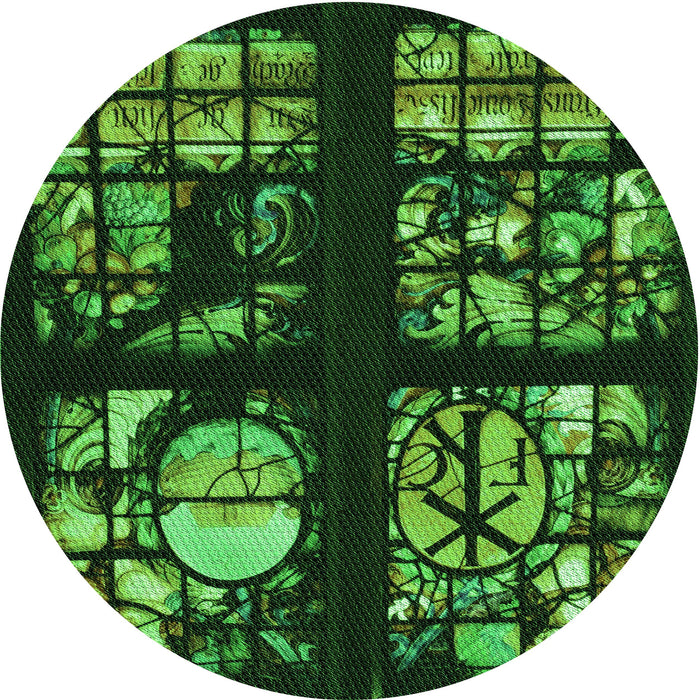 Square Machine Washable Transitional Dark Forest Green Rug in a Living Room, wshpat3424grn