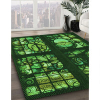 Patterned Dark Forest Green Rug, pat3424grn