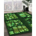 Patterned Dark Forest Green Rug in Family Room, pat3424grn