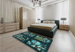 Patterned Deep Teal Green Rug in a Bedroom, pat3424lblu