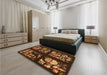 Patterned Black Brown Rug in a Bedroom, pat3424org