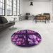Round Patterned Dark Purple Rug in a Office, pat3424pur