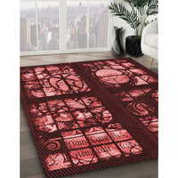 Patterned Cherry Red Rug, pat3424rd