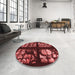 Round Patterned Cherry Red Rug in a Office, pat3424rd