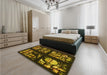 Patterned Black Brown Rug in a Bedroom, pat3424yw
