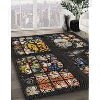Patterned Dark Almond Brown Novelty Rug, pat3424