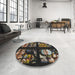Round Patterned Dark Almond Brown Novelty Rug in a Office, pat3424