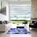 Square Patterned Jeans Blue Rug in a Living Room, pat3425blu