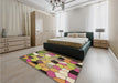 Patterned Metallic Gold Rug in a Bedroom, pat3425brn