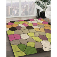 Patterned Metallic Gold Rug, pat3425brn