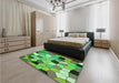 Patterned Neon Green Rug in a Bedroom, pat3425grn