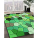 Patterned Neon Green Rug in Family Room, pat3425grn