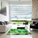 Machine Washable Transitional Neon Green Rug in a Kitchen, wshpat3425grn