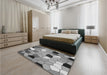 Patterned Cloud Gray Rug in a Bedroom, pat3425gry