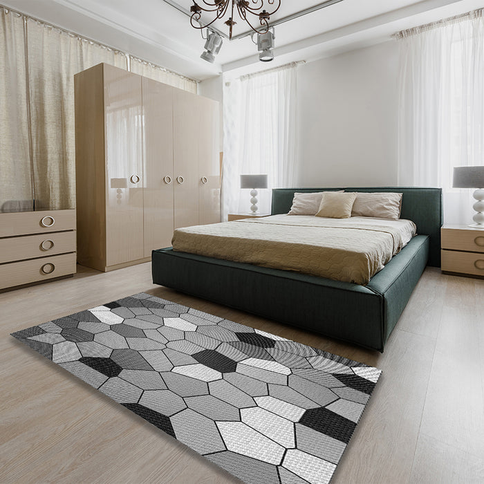 Round Machine Washable Transitional Cloud Gray Rug in a Office, wshpat3425gry