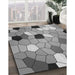 Patterned Cloud Gray Rug in Family Room, pat3425gry