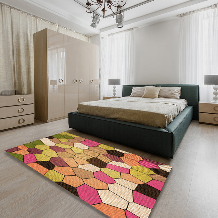 Patterned Yellow Rug in a Bedroom, pat3425org