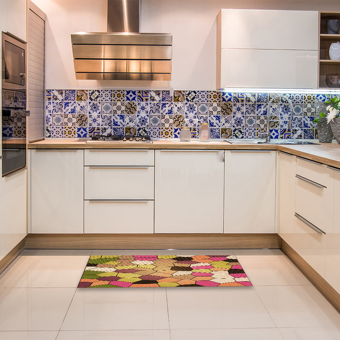 Patterned Yellow Rug in a Kitchen, pat3425org