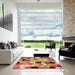 Square Patterned Yellow Rug in a Living Room, pat3425org