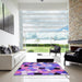 Square Patterned Bright Lilac Purple Rug in a Living Room, pat3425pur