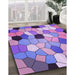 Patterned Bright Lilac Purple Rug in Family Room, pat3425pur