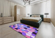 Patterned Bright Lilac Purple Rug in a Bedroom, pat3425pur