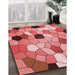 Patterned Red Rug in Family Room, pat3425rd