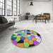 Round Patterned Purple Modern Rug in a Office, pat3425