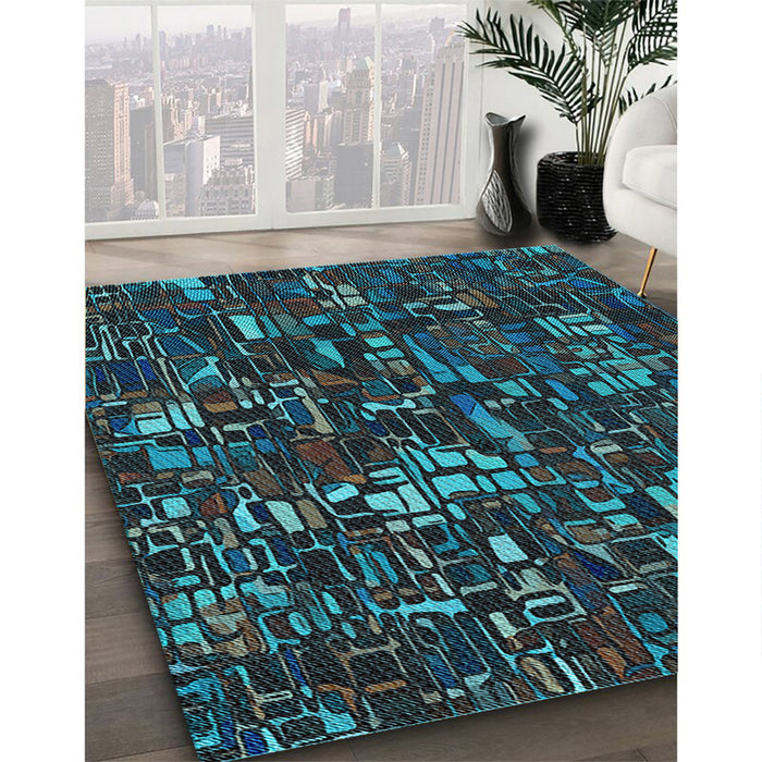 Machine Washable Transitional Charcoal Black Rug in a Family Room, wshpat3426lblu