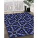 Patterned Night Blue Rug in Family Room, pat3427blu