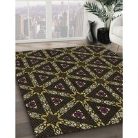 Patterned Midnight Gray Rug, pat3427brn