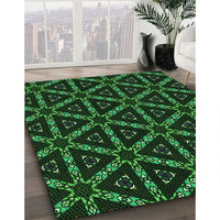 Patterned Black Rug, pat3427grn