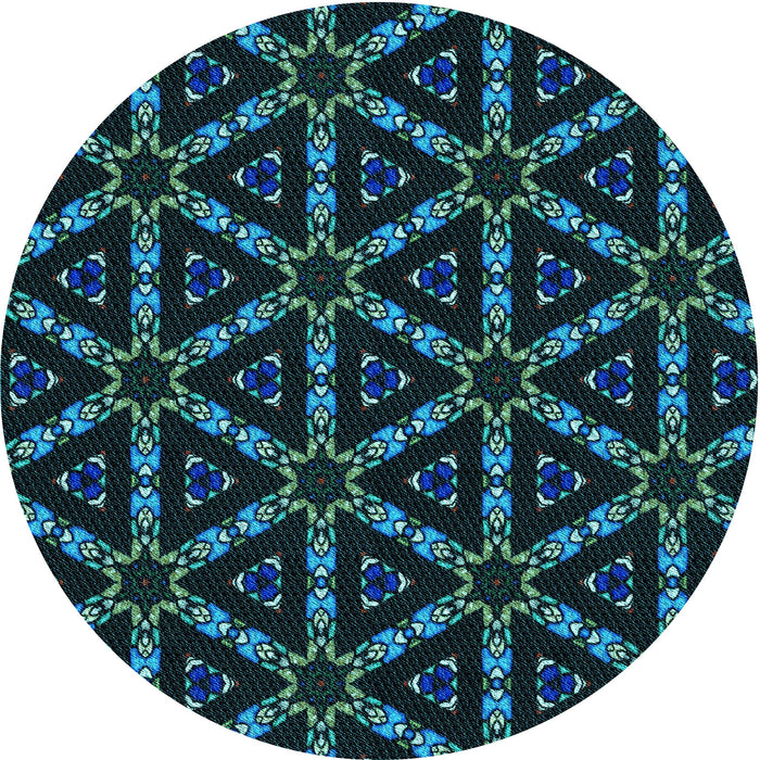 Square Machine Washable Transitional Deep Teal Green Rug in a Living Room, wshpat3427lblu