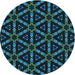 Square Patterned Deep Teal Green Rug, pat3427lblu