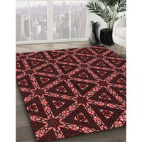 Patterned Cherry Red Rug, pat3427rd