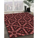 Patterned Cherry Red Rug in Family Room, pat3427rd