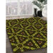 Patterned Dark Yellow Green Rug in Family Room, pat3427yw