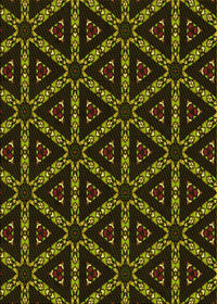 Machine Washable Transitional Dark Yellow Green Rug, wshpat3427yw