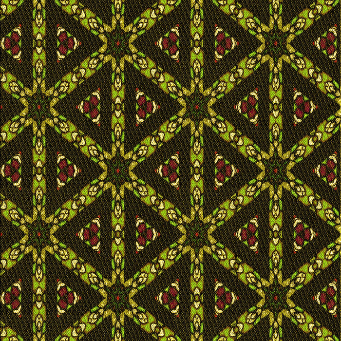 Patterned Dark Yellow Green Rug, pat3427yw