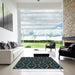 Square Patterned Green Novelty Rug in a Living Room, pat3427