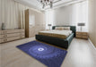 Patterned Royal Blue Rug in a Bedroom, pat3428blu