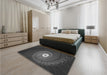 Patterned Charcoal Black Rug in a Bedroom, pat3428gry