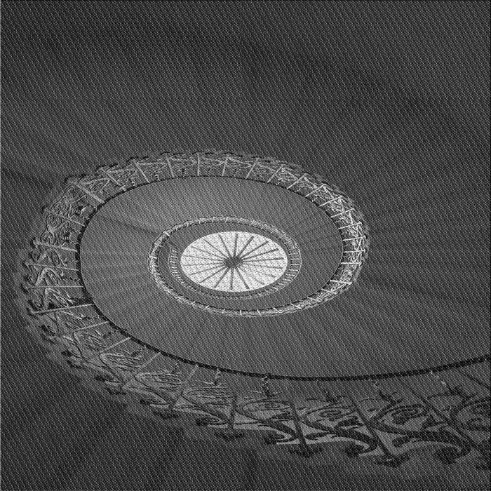 Round Machine Washable Transitional Charcoal Black Rug, wshpat3428gry