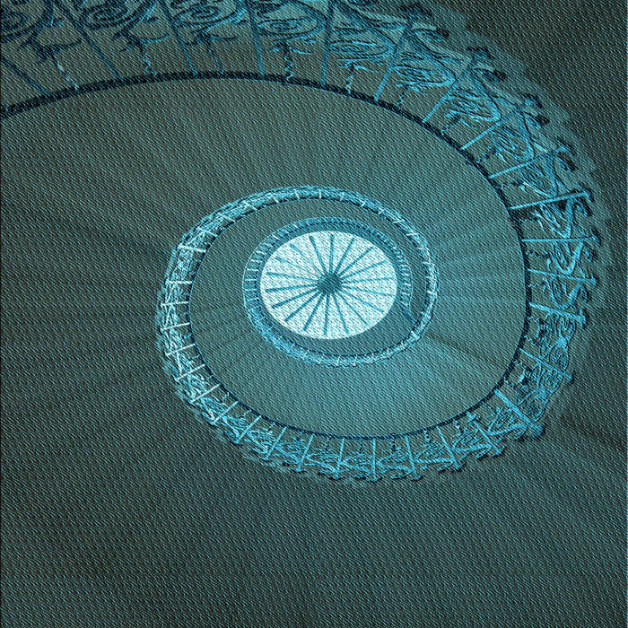 Machine Washable Transitional Dark Cyan Green Rug, wshpat3428lblu