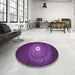 Round Patterned Dark Orchid Purple Rug in a Office, pat3428pur