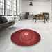 Round Patterned Cranberry Red Rug in a Office, pat3428rd