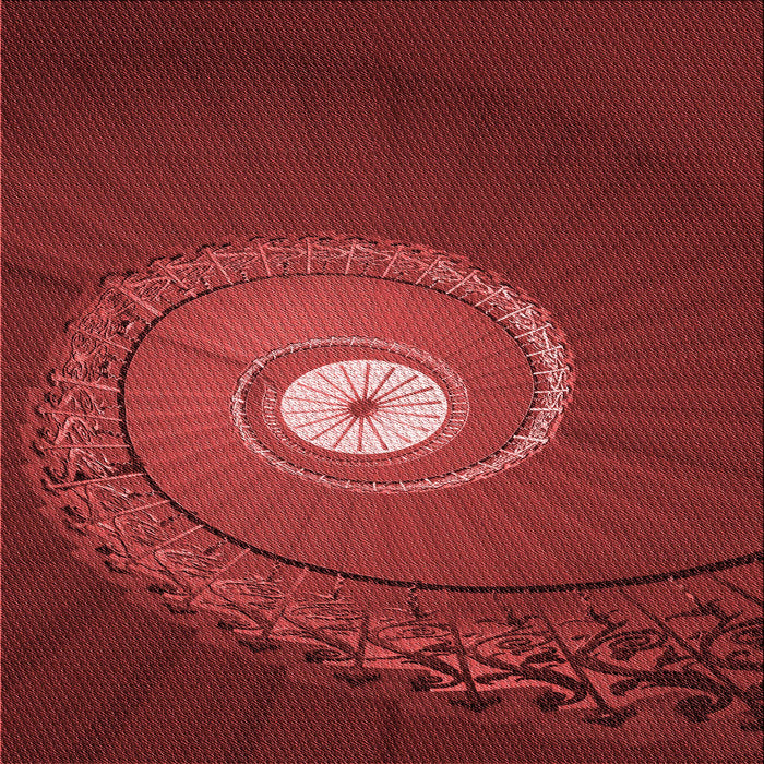 Round Machine Washable Transitional Cranberry Red Rug, wshpat3428rd